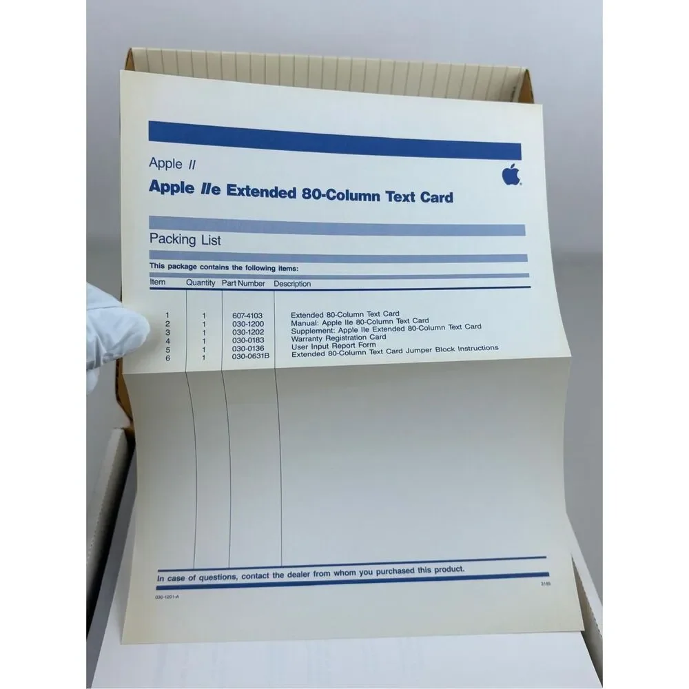 New Open Box Vintage Apple IIe Extended 80 Column Text Card Manual Chip 607-0103